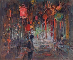 Óleo sobre lienzo. «La tienda de farolillos de Lijiang», de Susan Ryder