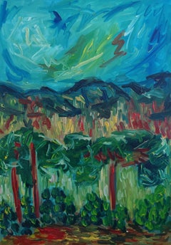 Peinture à l'huile contemporaine, abstraite et impressionniste, représentant la nature, sur toile : « Été torride »