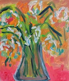 "Garden Bouquet" - Composizione floreale in stile impressionista contemporaneo pittura a olio su tela