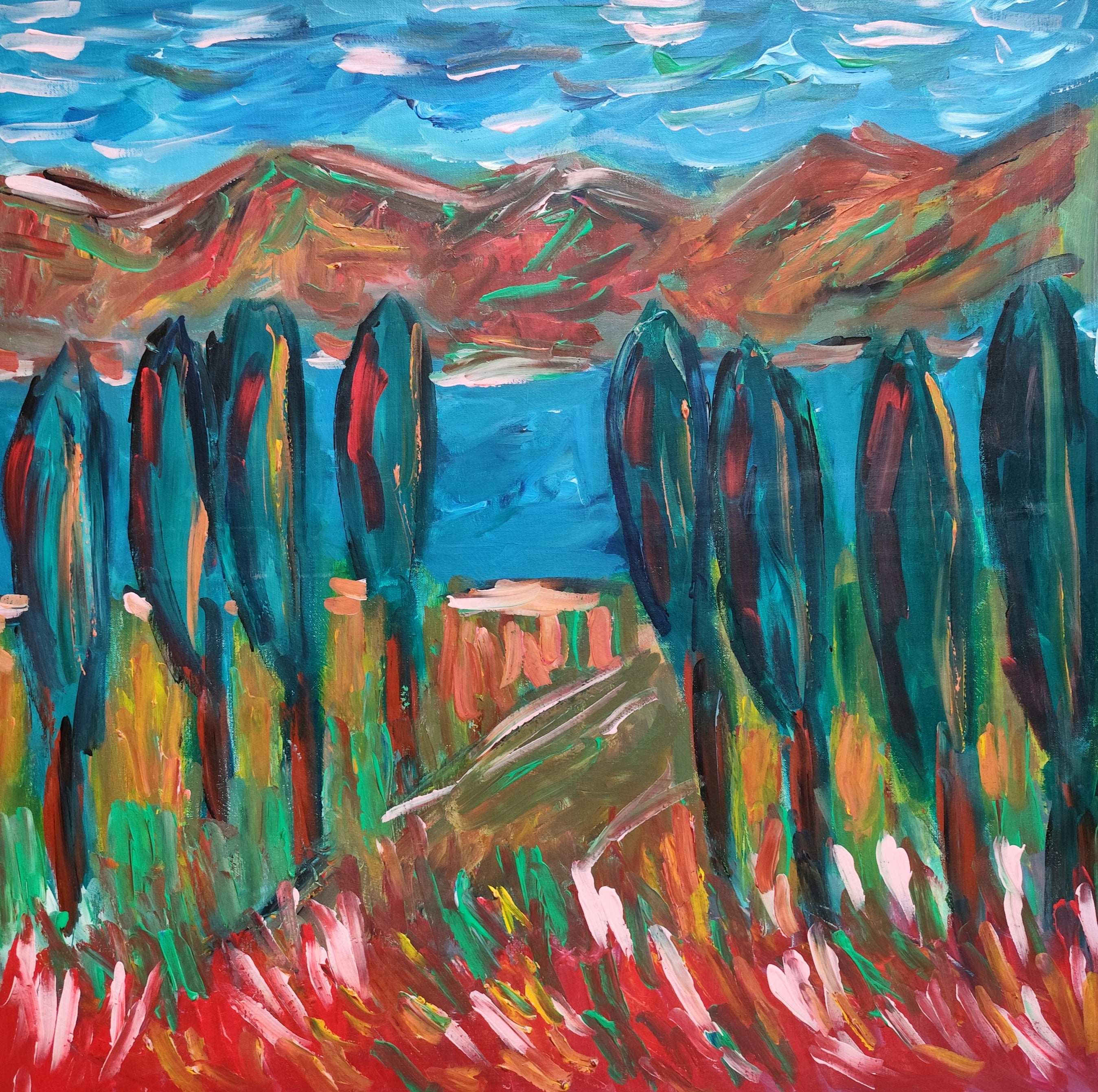 "Provence serenity" Contemporary impressionist french nature acrylic painting