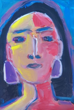 "Courageous beauty" Contemporary figurative woman's portrait painting on paper