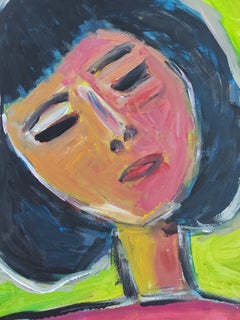 " Her Radiant Heart" Contemporary figurative woman's portrait painting on paper