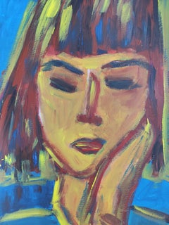 "Luminous woman" Contemporary figurative woman's portrait painting on paper
