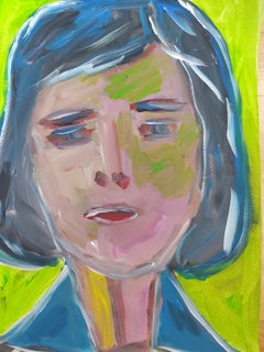 "Her golden spirit" Contemporary figurative woman's portrait painting on paper