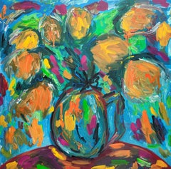 "Flowers of hope" Large contemporary expressive floral still life painting