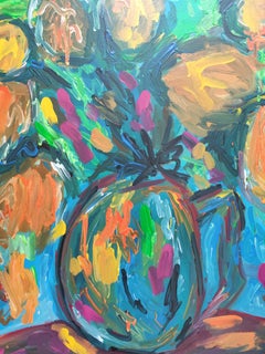 "Flowers of hope" Large contemporary expressive floral still life painting
