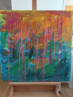"Visual rhapsody" Large contemporary abstract expressionist painting on canvas