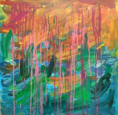 "Visual rhapsody" Large contemporary abstract expressionist painting on canvas