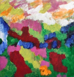 "Summer pulse" – Dipinto vivace di un paesaggio in stile espressionista astratto contemporaneo
