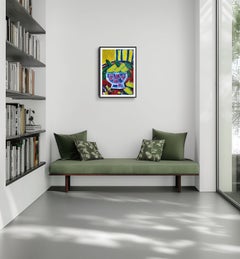 "Lemon table" Contemporary abstract figurative still life acrylic painting paper