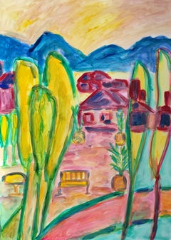 "Sunlit Haven" - Opera fauvista ispirata a Matisse Paesaggio Pittura della Provenza francese