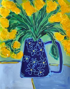 "Vase of light" Contemporary abstract expressionist still life floral painting