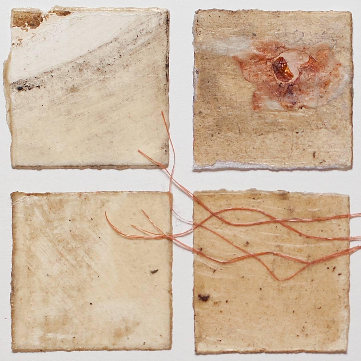 Residuum - Abstract Work on Handmade Paper with Natural Elements  - Art by Tessa Grundon
