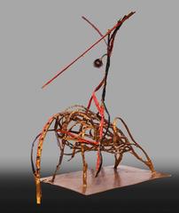 Picador (Torero) - Escultura naranja de resina y metal de un torero