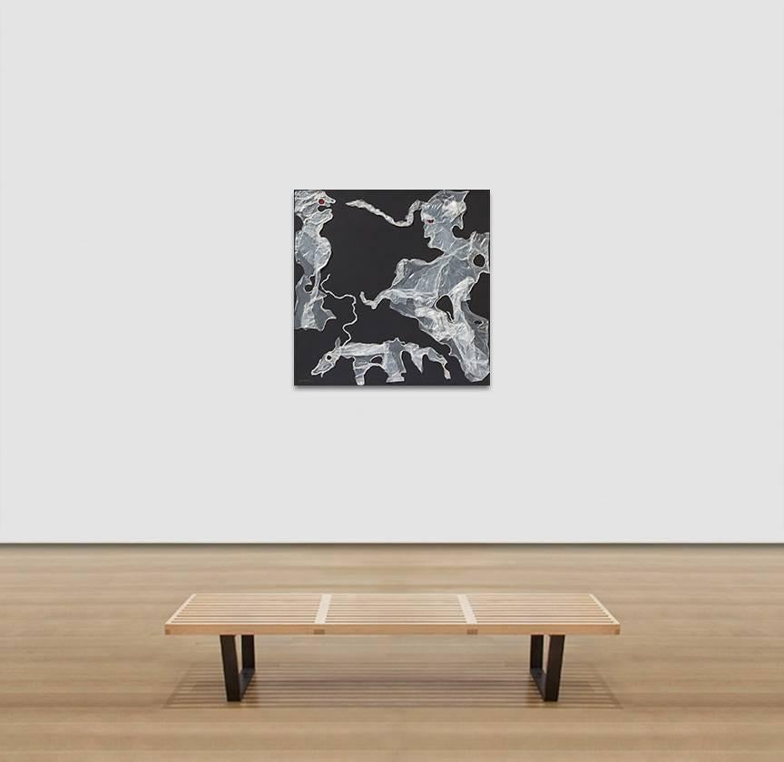 Dama paseando a su perro en un día ventoso - Arte Transparente, Arte Italiano Contemporáneo en venta 2