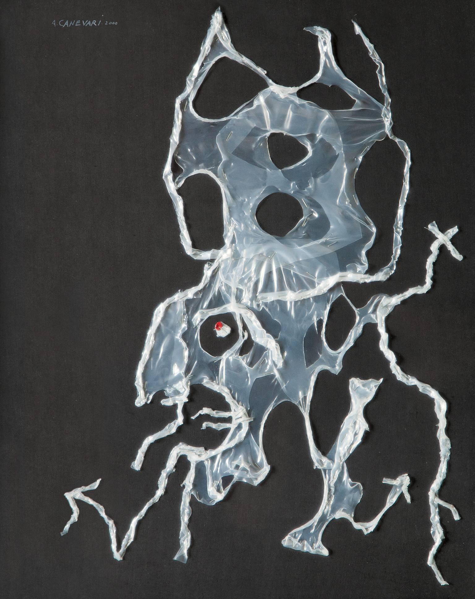 Viejo Papa - Surrealista, Dibujo hecho con plástico, Arte moderno italiano, Multimedia - Mixed Media Art de Angelo Canevari