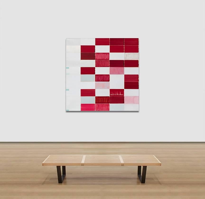 Essere Altro - Geometric Abstract Oil Painting with Red 2