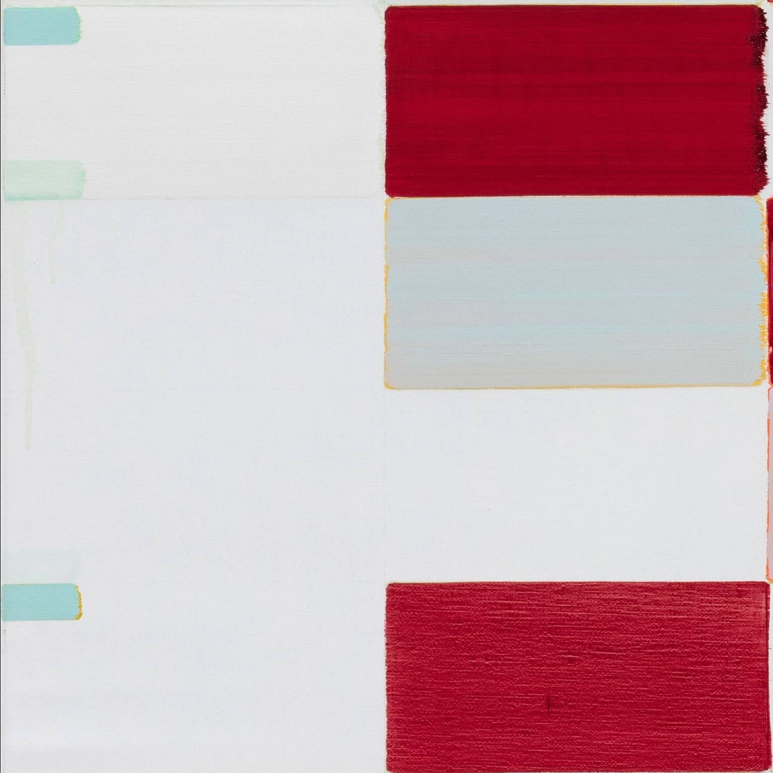 Roberto Caracciolo's Essere Altro is a 51.2 x 51.2 geometric abstract oil painting. Red rectangles rhythmically dialogue across the canvas, each rectangle with a different personality defined by the brush stroke.
As American art historian and art