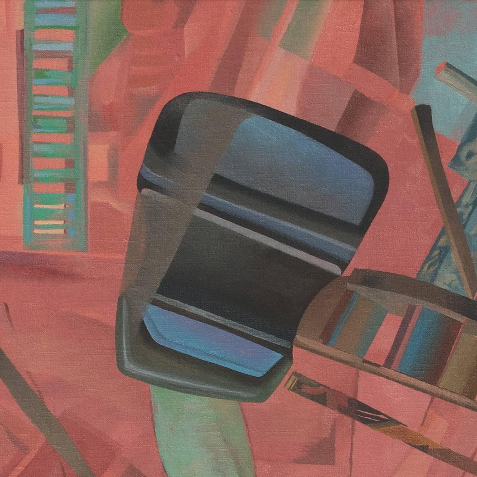 This painting by Bernard Aptekar is part of a series of fourteen aerial cityscapes that the artist created.  As art historian and writer Suzanne Ramljak wrote 