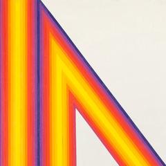 Sin título - Pintura geométrica de campo de color amarillo, naranja y morado