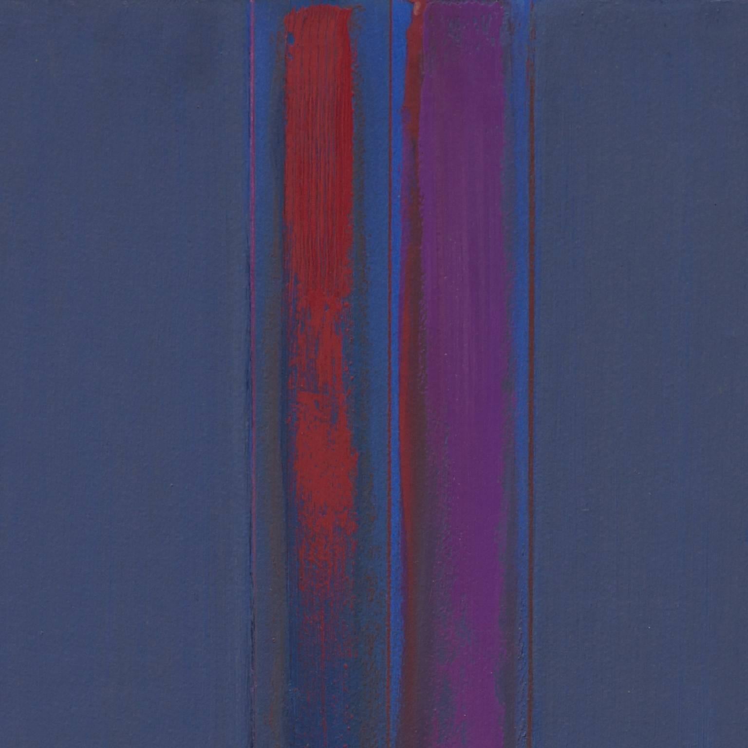 Senza titolo - Pittura ad olio con campo di colore blu, rosso e viola - Painting di Martin Canin