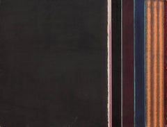 Vintage Untitled - Black, Rust, Purple and Blue Color Field Oil Painting