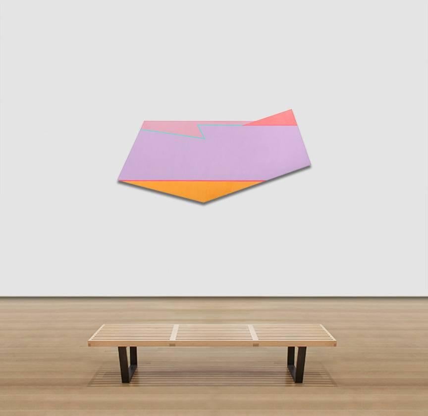 Senza titolo - Pittura geometrica poligonale lilla, rossa, rosa e arancione - Abstract Painting Rosa di Martin Canin