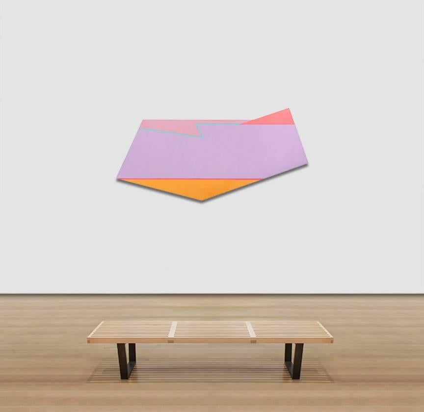 Untitled - Lilac, Red, Pink and Orange Polygonal Geometric Painting For Sale 1