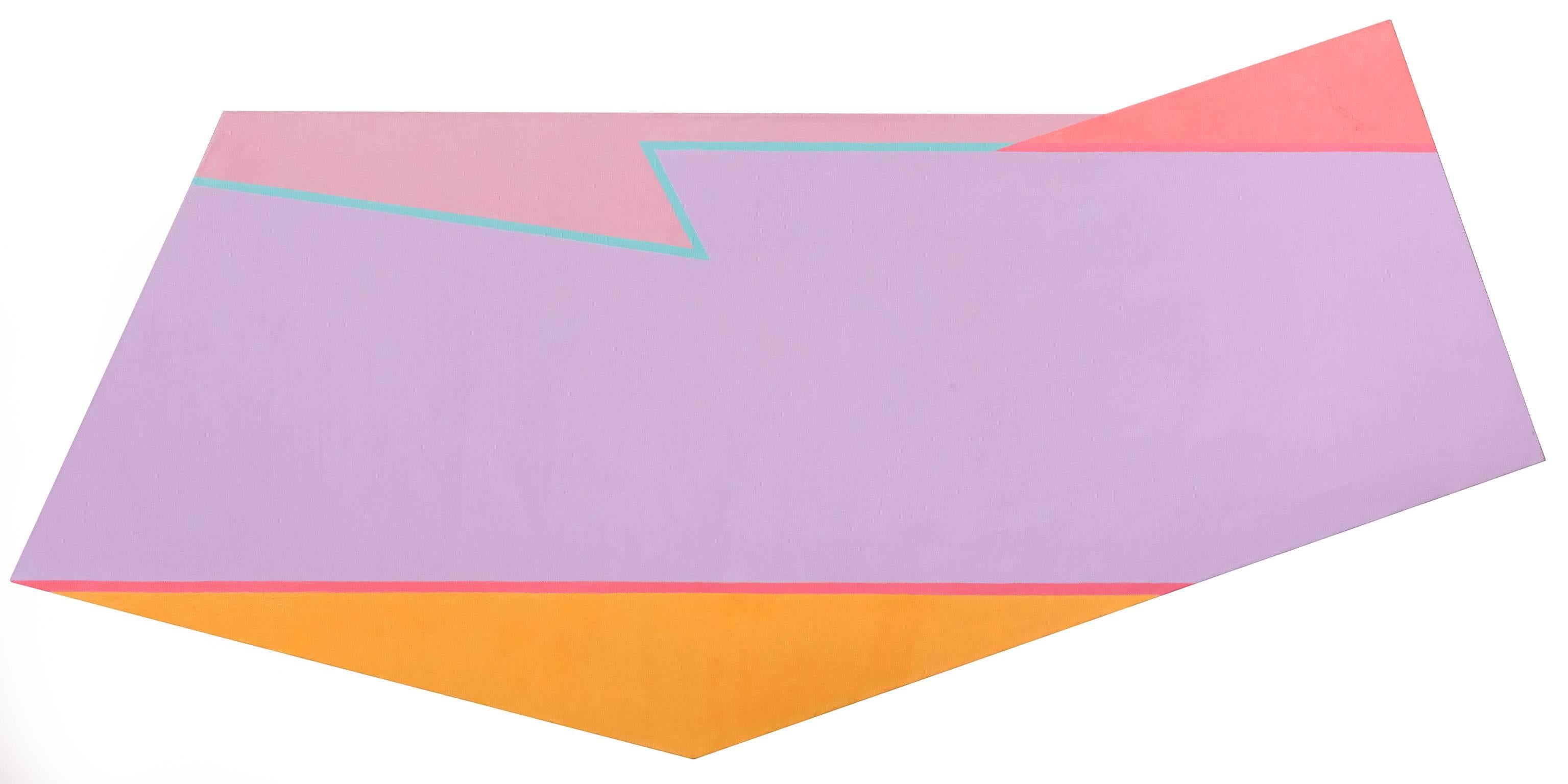 Untitled - Lilac, Red, Pink and Orange Polygonal Geometric Painting