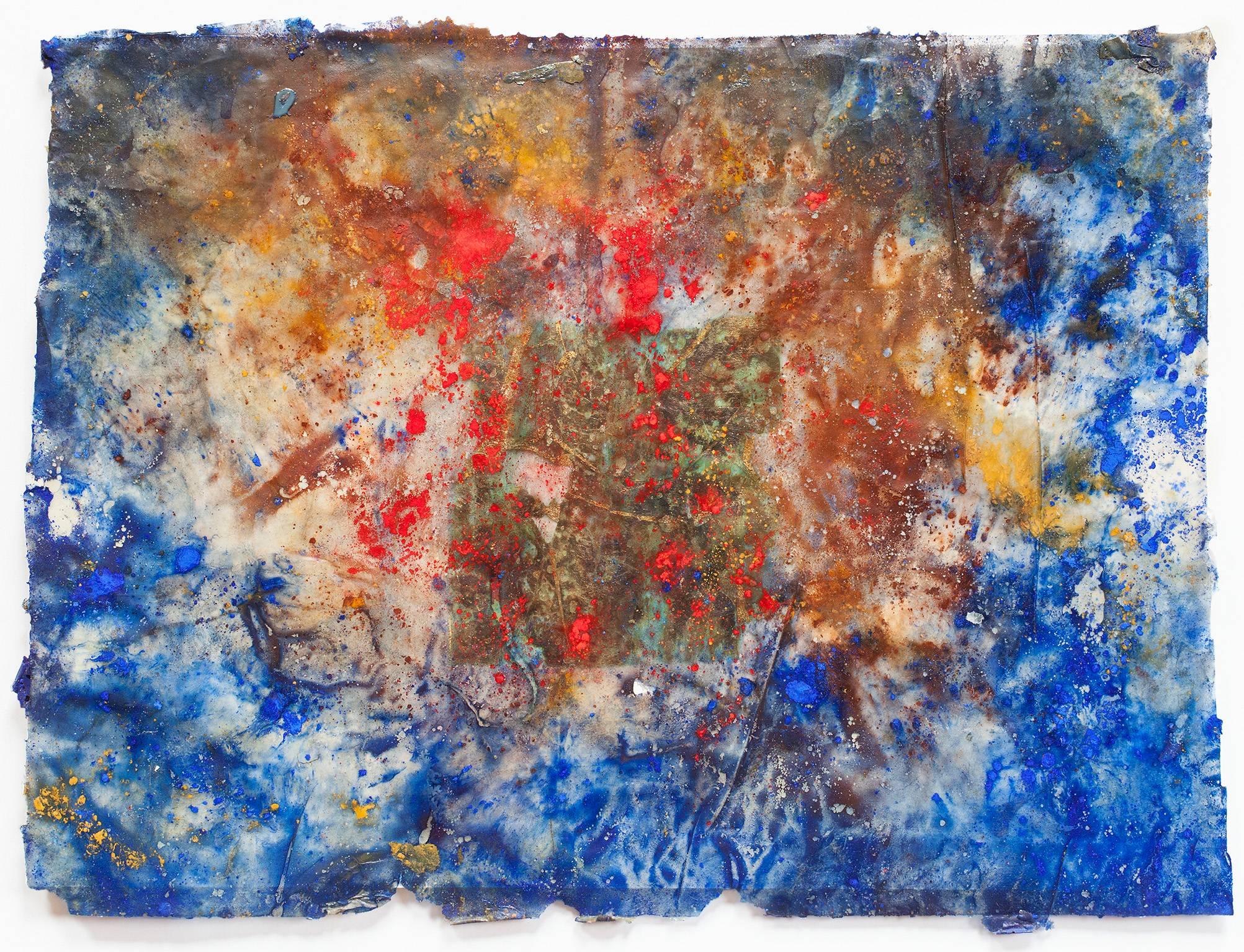 Gian Berto Vanni Abstract Drawing - Erosions of the Square II - Abstract Artwork. Pigment on Japanese Silk Paper