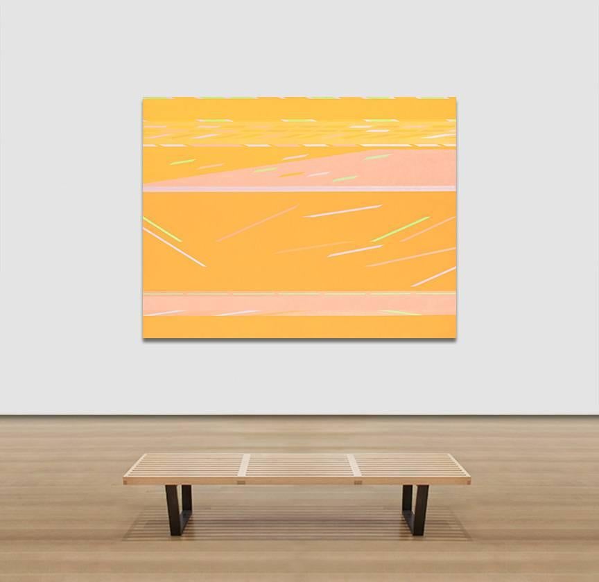 Yellow Flight - Historic Orange Geometric Abstract Oil Painting For Sale 3