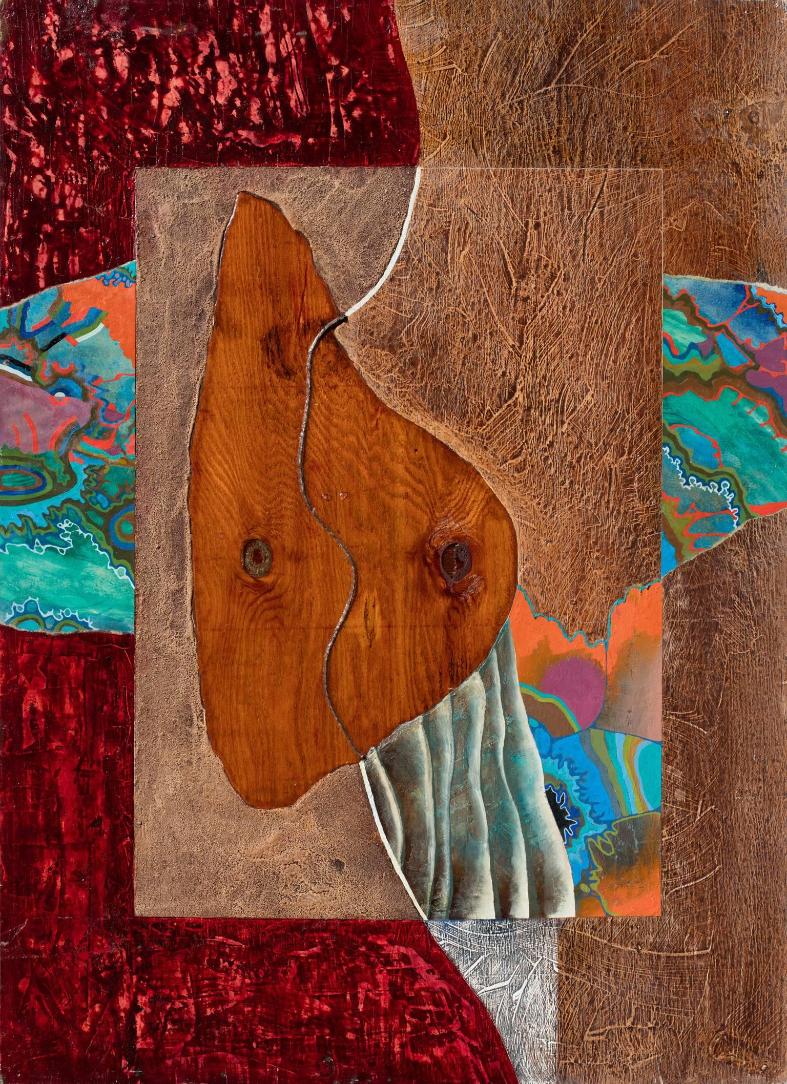Gian Berto Vanni Abstract Painting - History of Textures - Wood Inlaying Painting with Oil Paint Abstraction