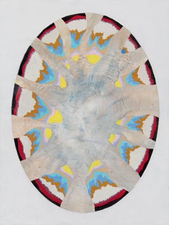 Shield in the Form of Sky - Abstract Geometric Painting with Oval Geometry