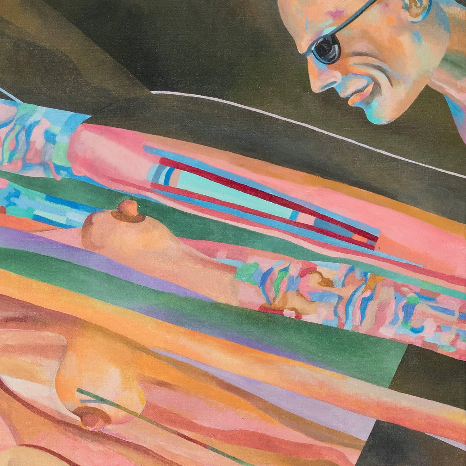 Arthur Miller Thinks – Expressionistisches figuratives Gemälde von Arthur Miller (Expressionismus), Painting, von Bernard Aptekar