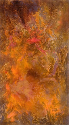 Igneo Paludis II (Fiery Marsh) -  - Abstract Oil Painting with Orange and Red