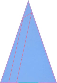Retro First Triangle - Triangular Historic Color Field Blue Painting
