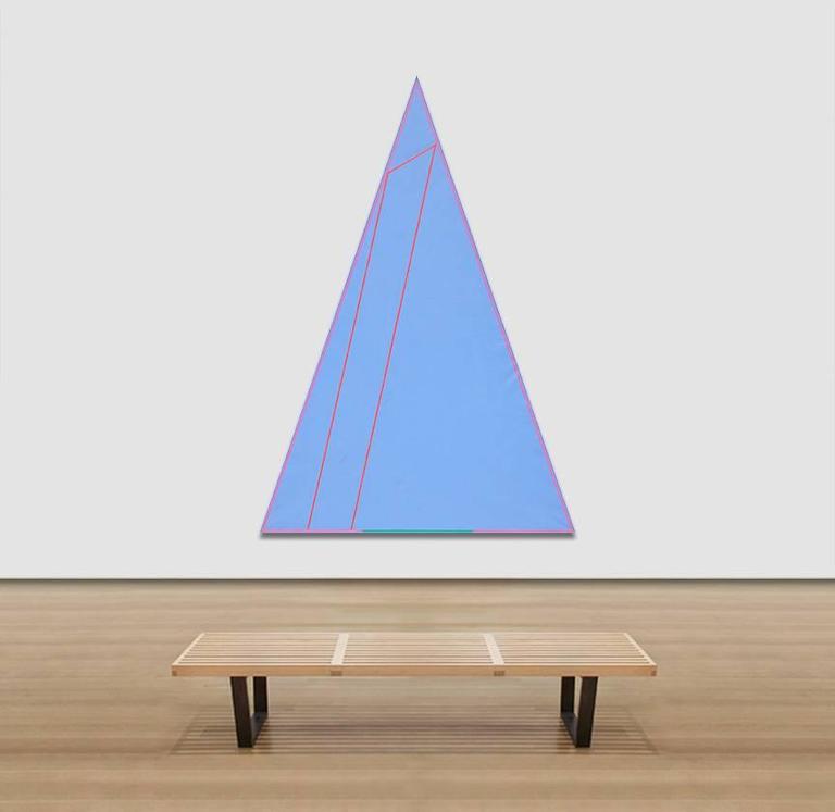 First Triangle - Triangular Historic Color Field Blue Painting For Sale 2