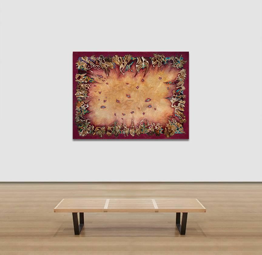 Ritual Love Dance - Explosive Abstract Oil Painting with Intricate Purple Design 3