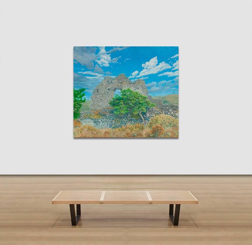 Ancient Ruins at Paliochora With Tree - Oil Painting with Archaeological Ruin 4