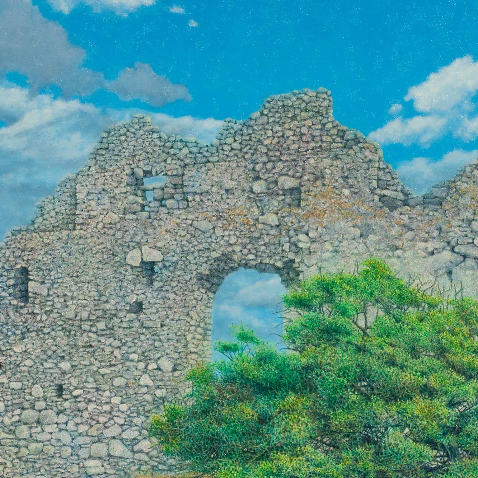 Ancient Ruins at Paliochora With Tree - Oil Painting with Archaeological Ruin 1