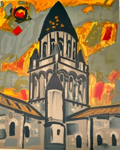 Clocher Roman Lithograph, Conceptual Style, Signed, Limited Edition
