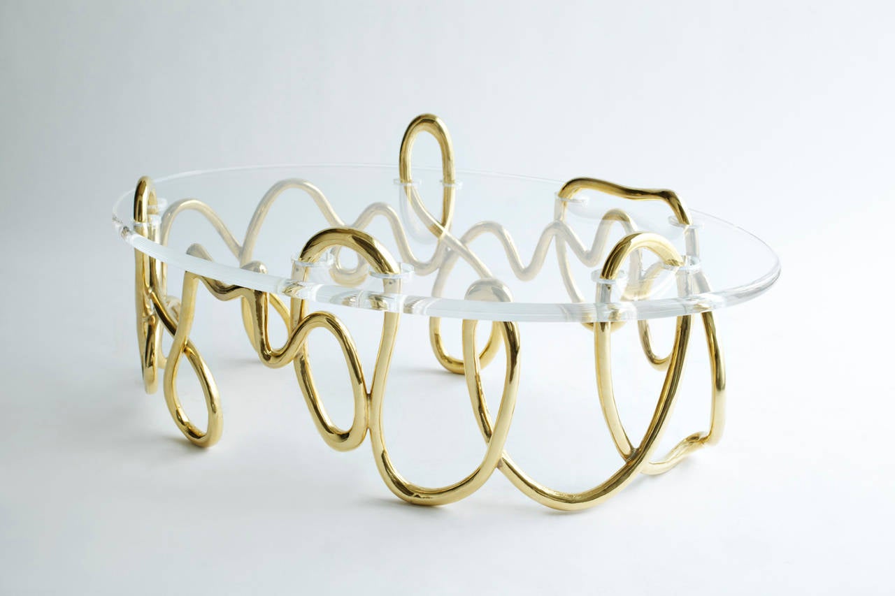 Oval Meander coffee table - Sculpture by Mattia Bonetti