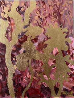 Original-Landscape Memories V-abstract-expression-gold leaf-UK Awarded Artist