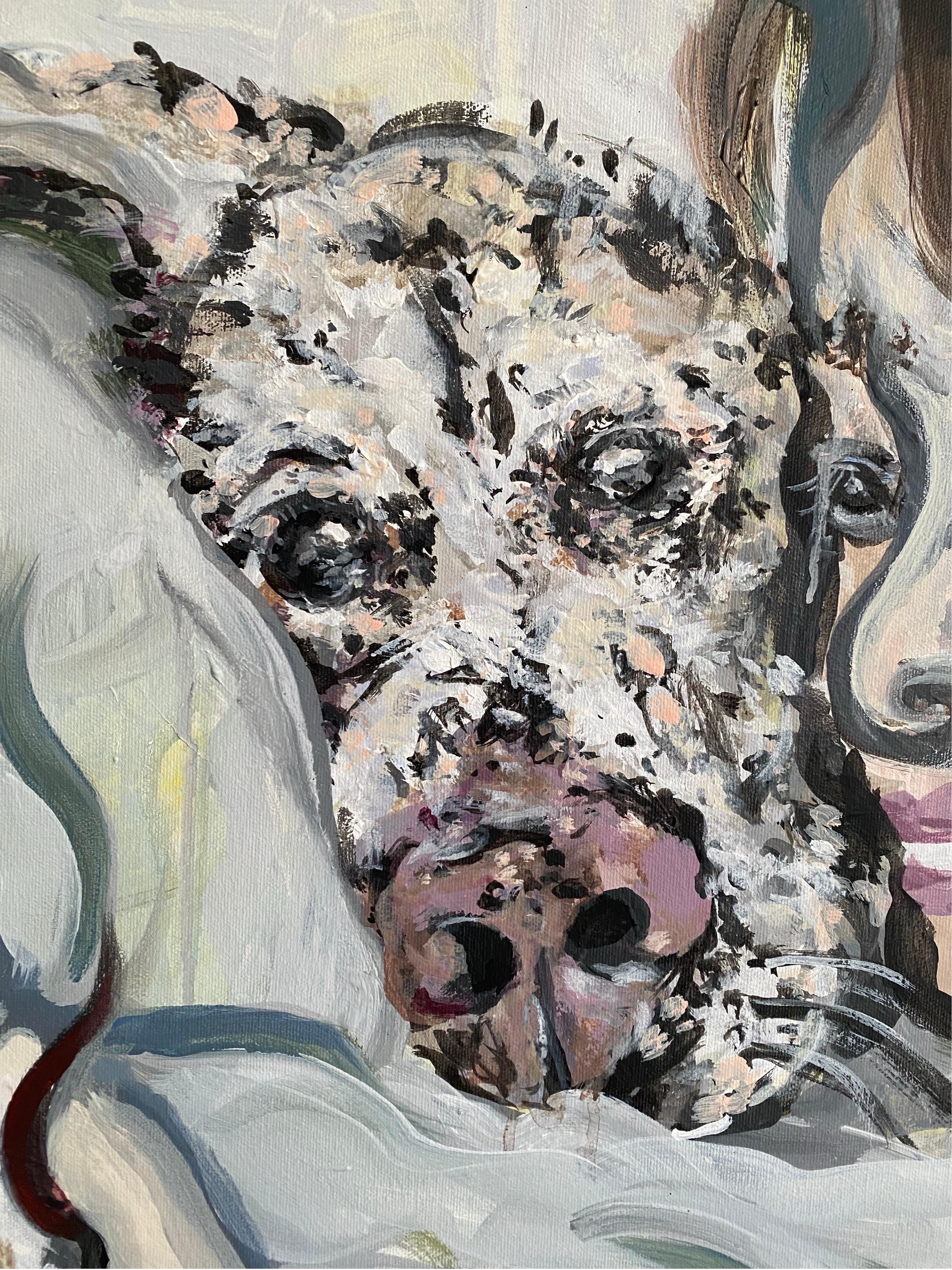 Original-Dame und ihr Hund-UK Awarded Artist-Expression-Portrait-Deep Box Canvas im Angebot 1