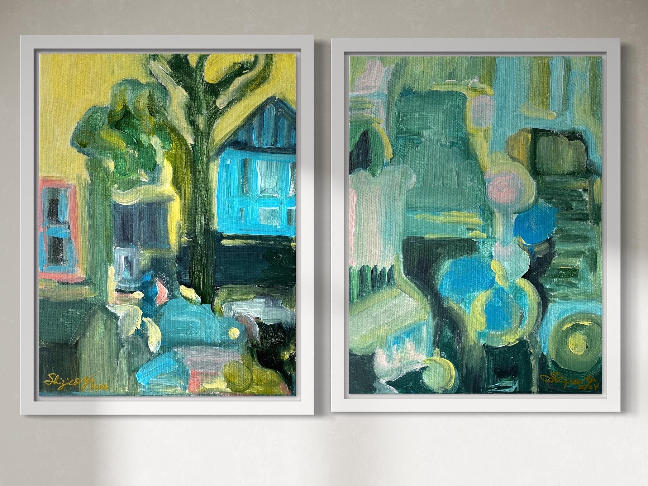 Original Diptych-Spring Duet-British Awarded Artist-abstract landscape-oil canva For Sale 4
