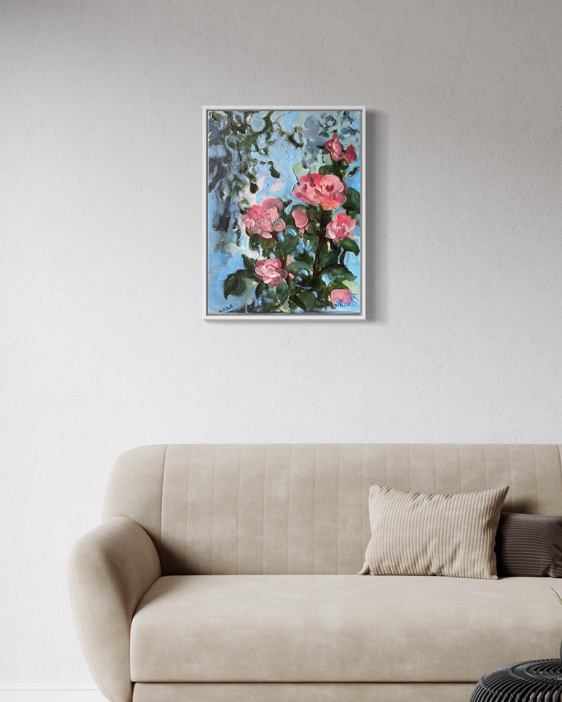 Original-La Vie en Rose-Artista premiado-Escuela Británica-Expresión-Flor de verano - Painting de Shizico Yi
