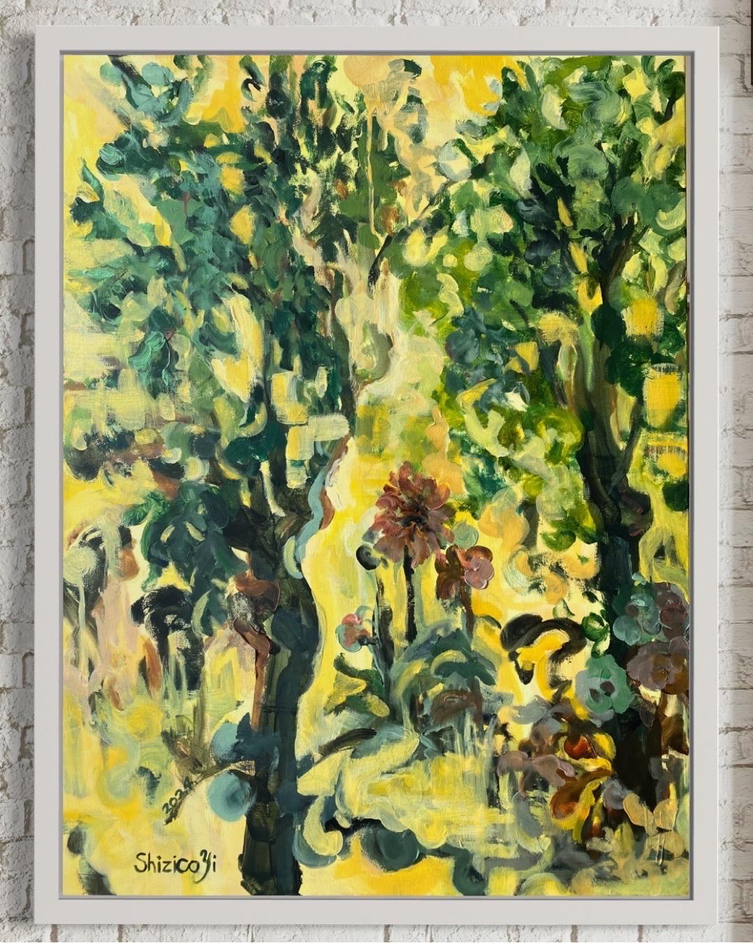 Olio originale di grandi dimensioni-130 YR Tigli in giallo-Artista britannico premiato-Espressione - Painting Espressionismo astratto di Shizico Yi