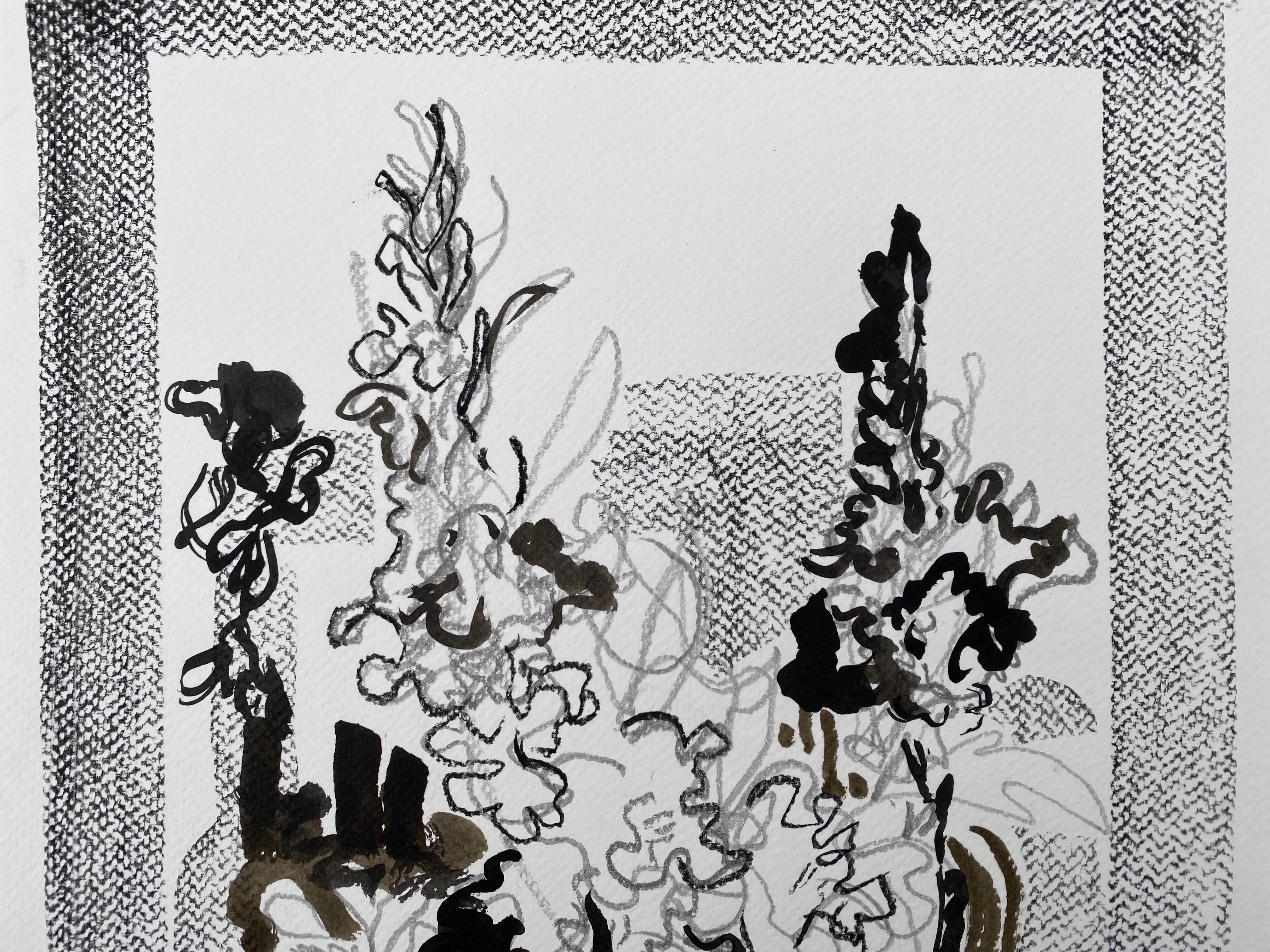 Dessin original Time Series-Gladiolus-PleinAir-Artiste récompensé par la Grande-Bretagne-Encre sur papier en vente 5