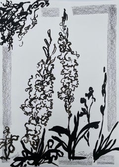 Original-Drawing Time Series-Gladiolus PleinAir-Brit Awarded Artist-Encre sur papier