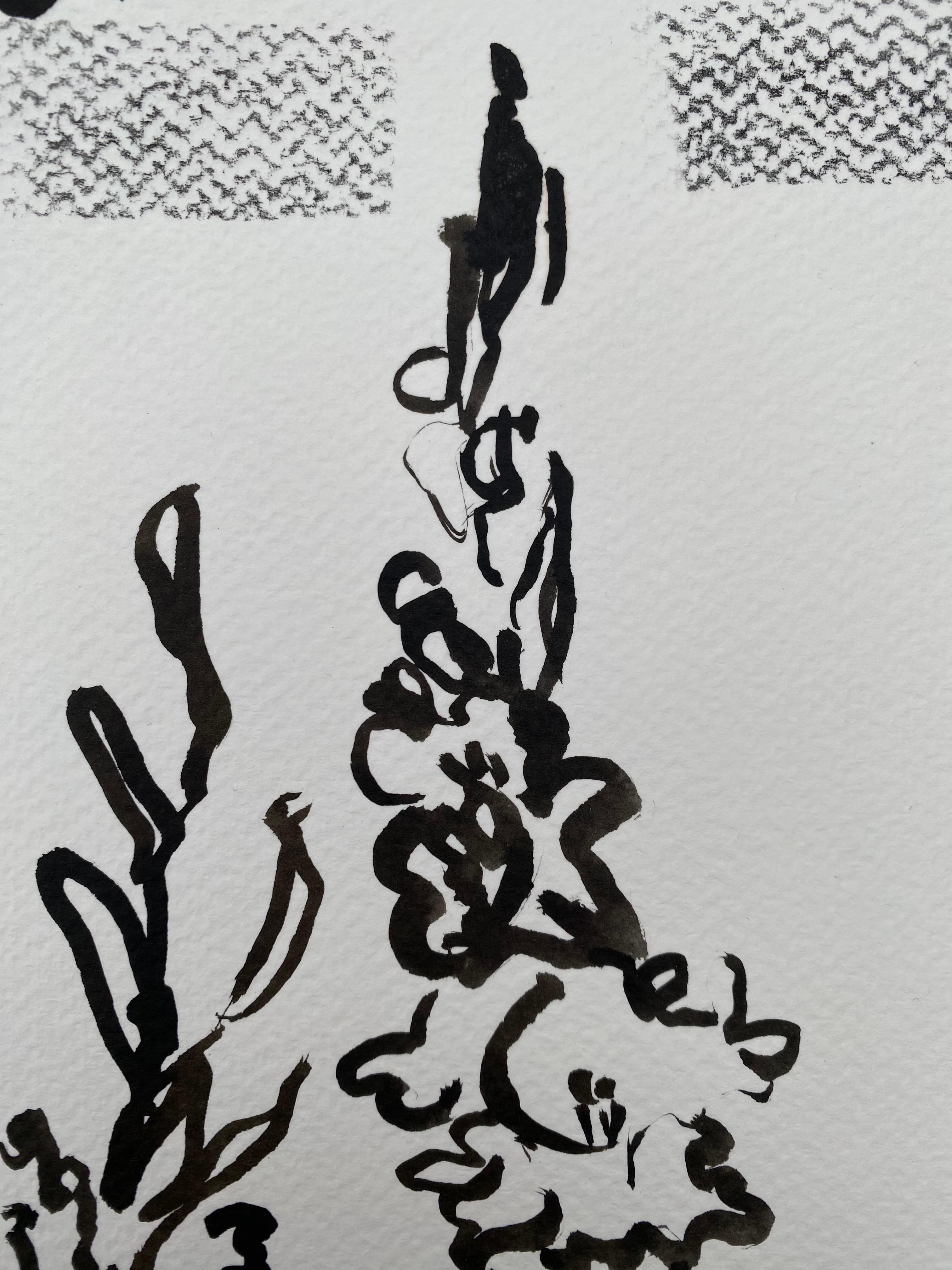 Original-Drawing Time Series-Gladiolus PleinAir-Brit, ausgezeichnete Künstlerin-Tinte auf Papier im Angebot 6